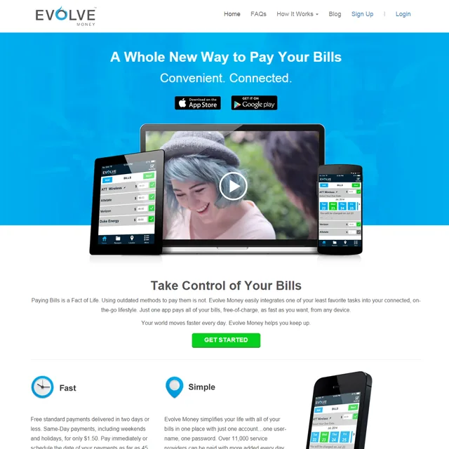Evolve Money website screenshot