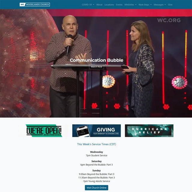 Woodlands Church website screenshot